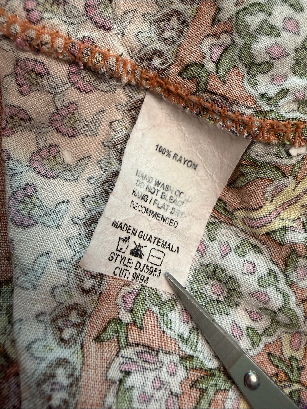 Ces Femme Burnt Orange Maxi Dress with Floral Border - Picture 6 of 9